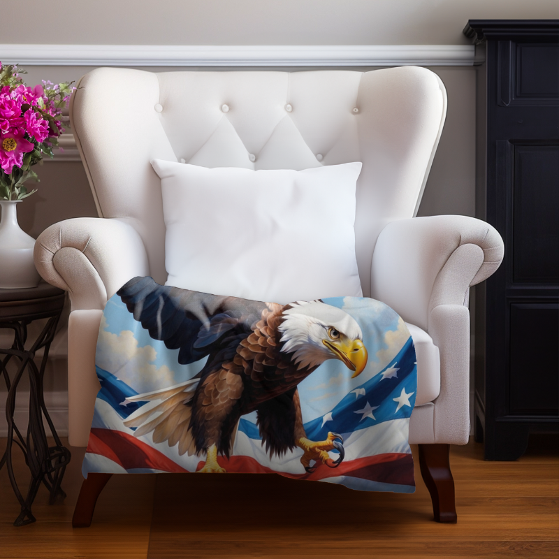 Psalm 33:12 American Eagle & Flag Throw Blanket  Kozzyco throw blanket