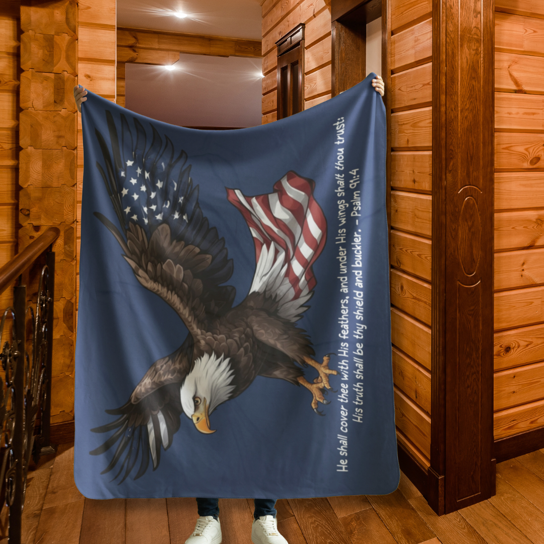 Psalm 33:12 American Eagle & Flag Throw Blanket  Kozzyco throw blanket