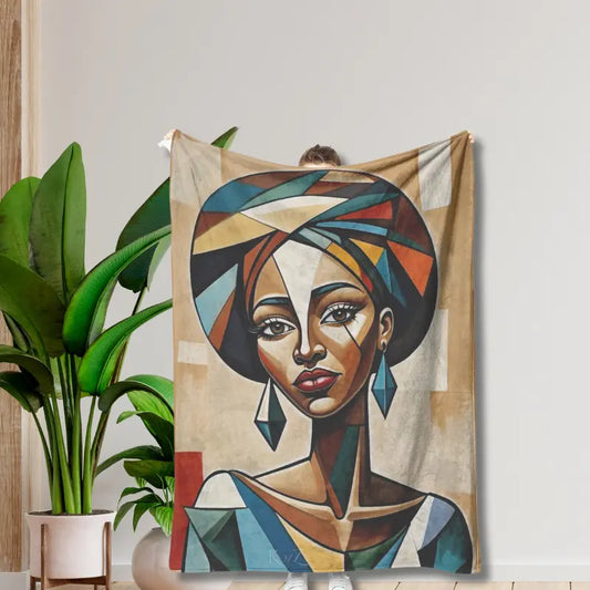 African American Woman Allure Cubist Throw Blanket  Kozzyco Home Goods