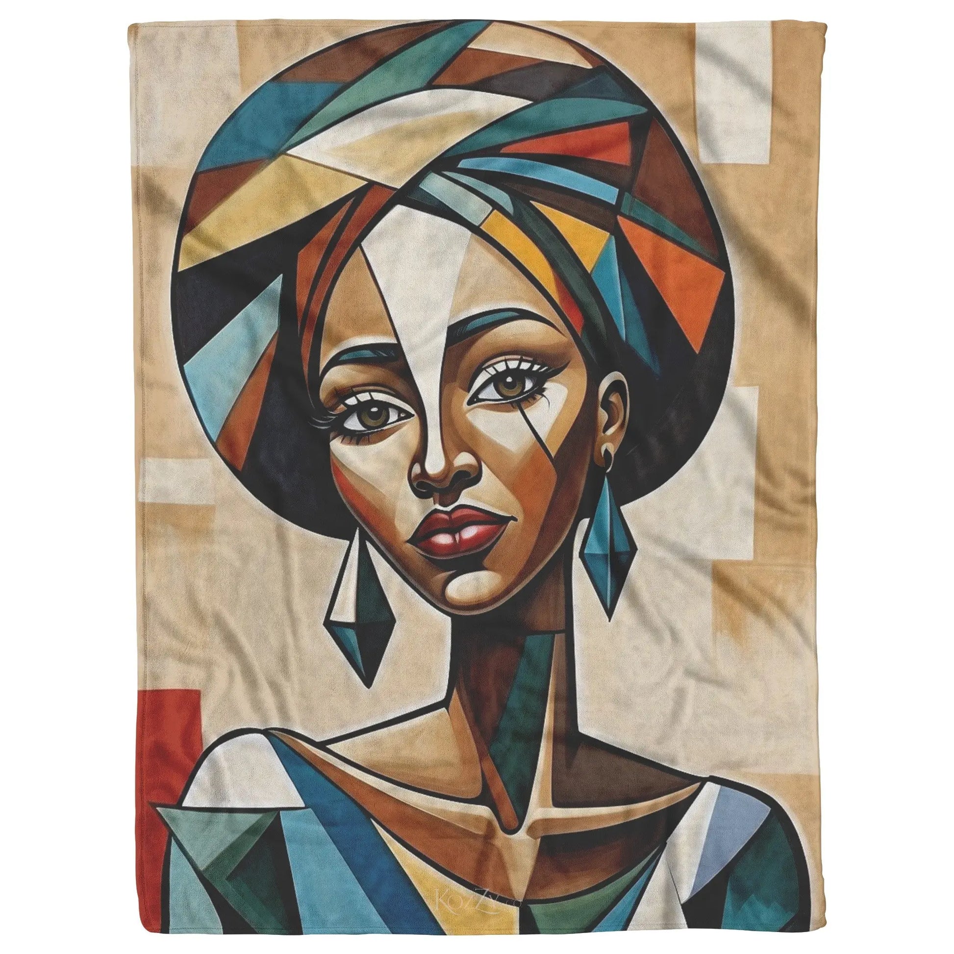 African American Woman Allure Cubist Throw Blanket  Kozzyco Home Goods