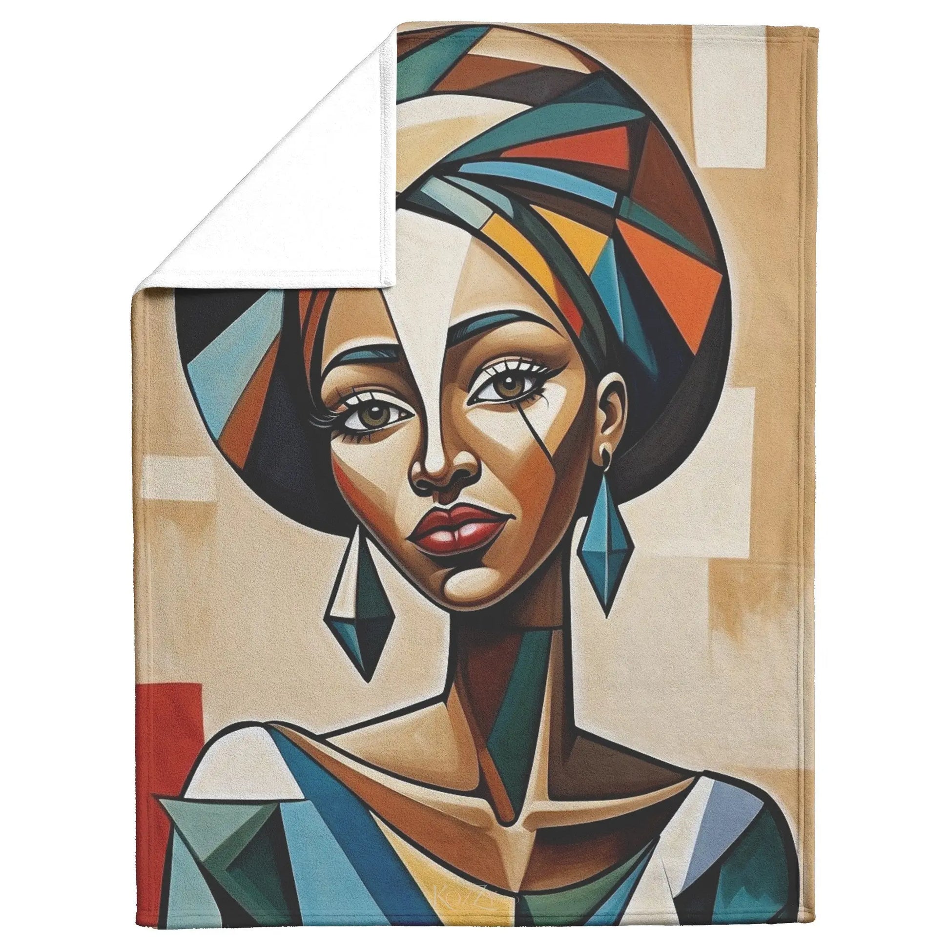 African American Woman Allure Cubist Throw Blanket  Kozzyco Home Goods