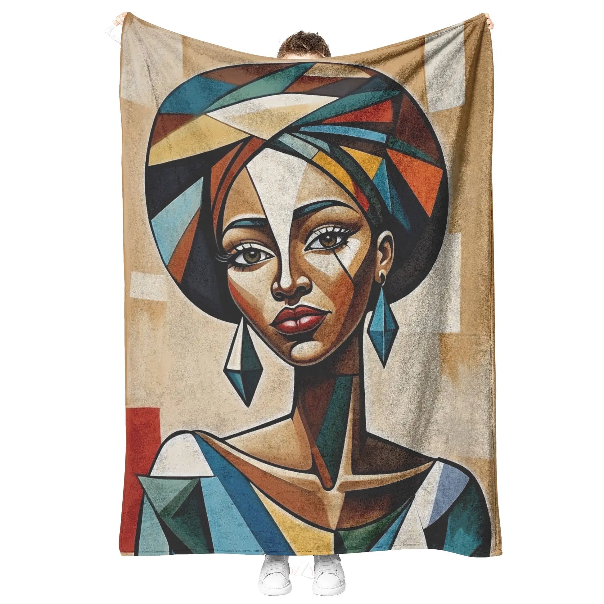 African American Woman Allure Cubist Throw Blanket  Kozzyco Home Goods