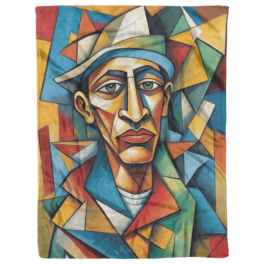 Masculine Cubist African American Male Throw Blanket  Kozzyco Home Goods