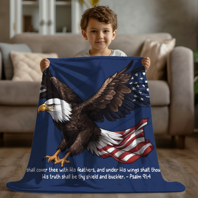 Psalm 33:12 American Eagle & Flag Throw Blanket  Kozzyco throw blanket