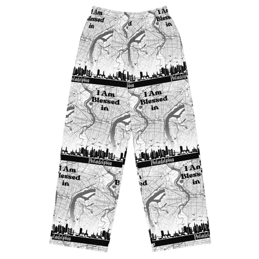 I Am Blessed In Philadelphia City Map & Skyline Pajama Pants - Kozzyco