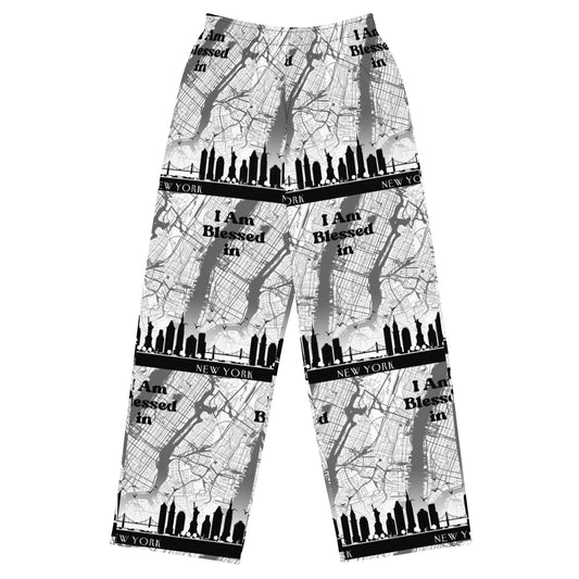 I Am Blessed in New York City Map & Skyline Pajama Pants  Kozzyco pajamas