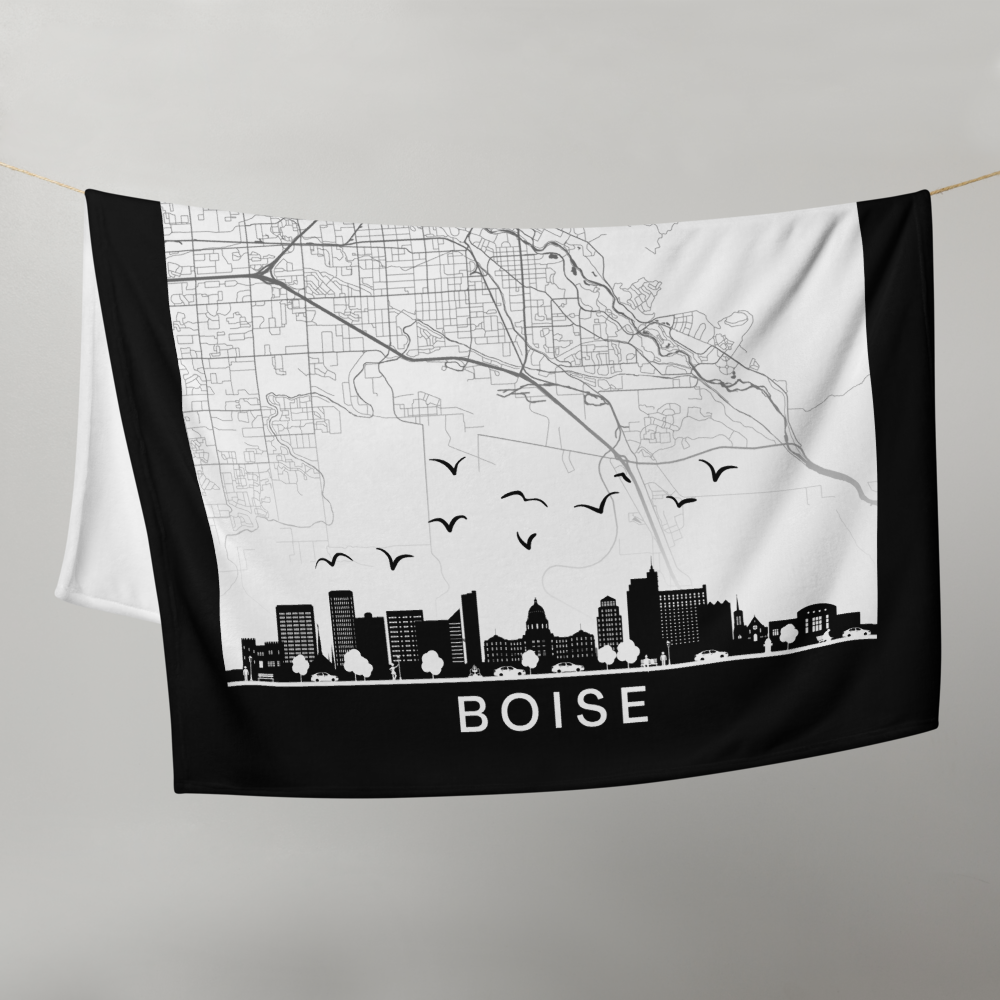 I AM Blessed In Boise City Map & Skyline Throw Blanket - Kozzyco