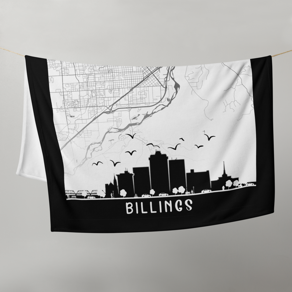 I AM Blessed In Billings City Map & Skyline Throw Blanket - Kozzyco