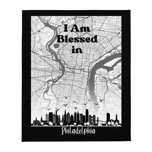 Philadelphia City Map & Skyline Throw Blanket - Kozzyco