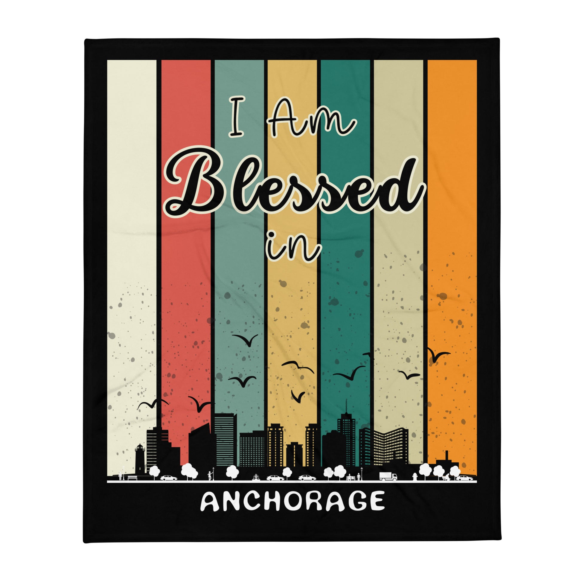 I Am Blessed In Alaska Retro Throw Blankets - Kozzyco