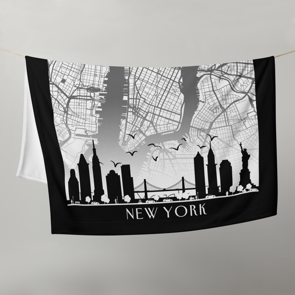 I Am Blessed in New York City Map & Skyline Throw Blanket - Kozzyco