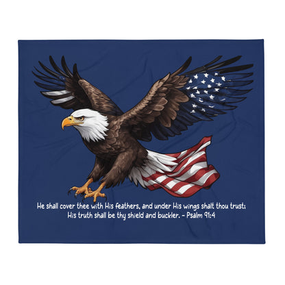 Psalm 33:12 American Eagle & Flag Throw Blanket  Kozzyco throw blanket