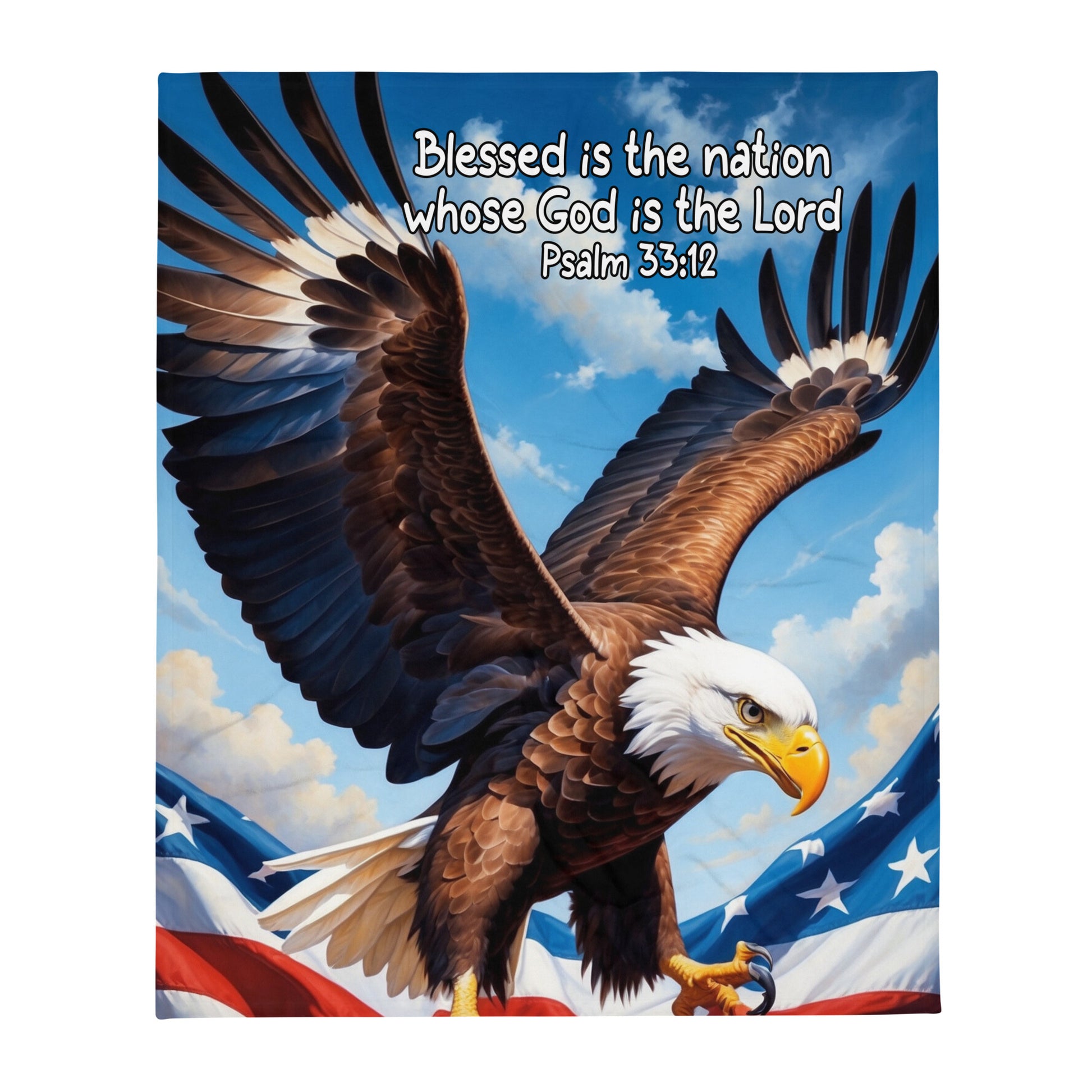 Psalm 33:12 American Eagle & Flag Throw Blanket  Kozzyco throw blanket