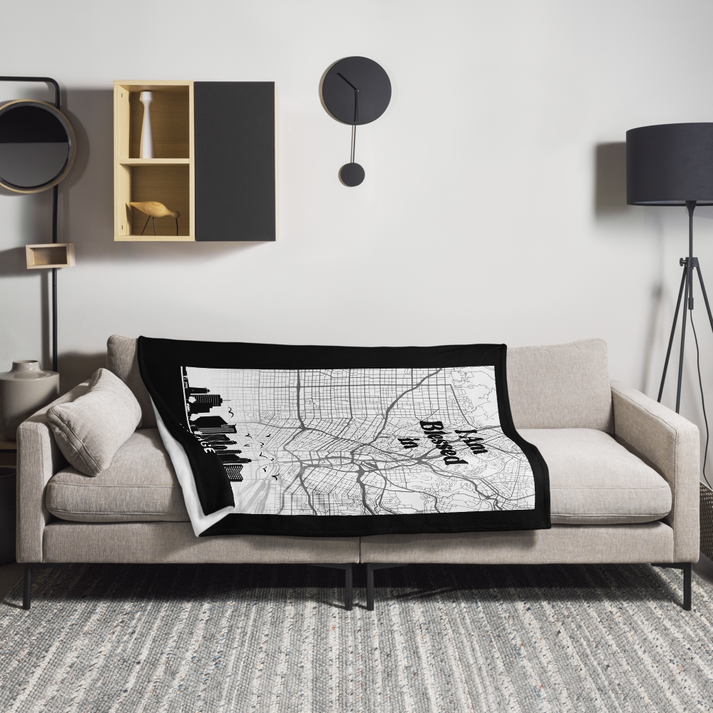 I am Blessed In Anchorage City Map & Skyline Throw Blanket - Kozzyco