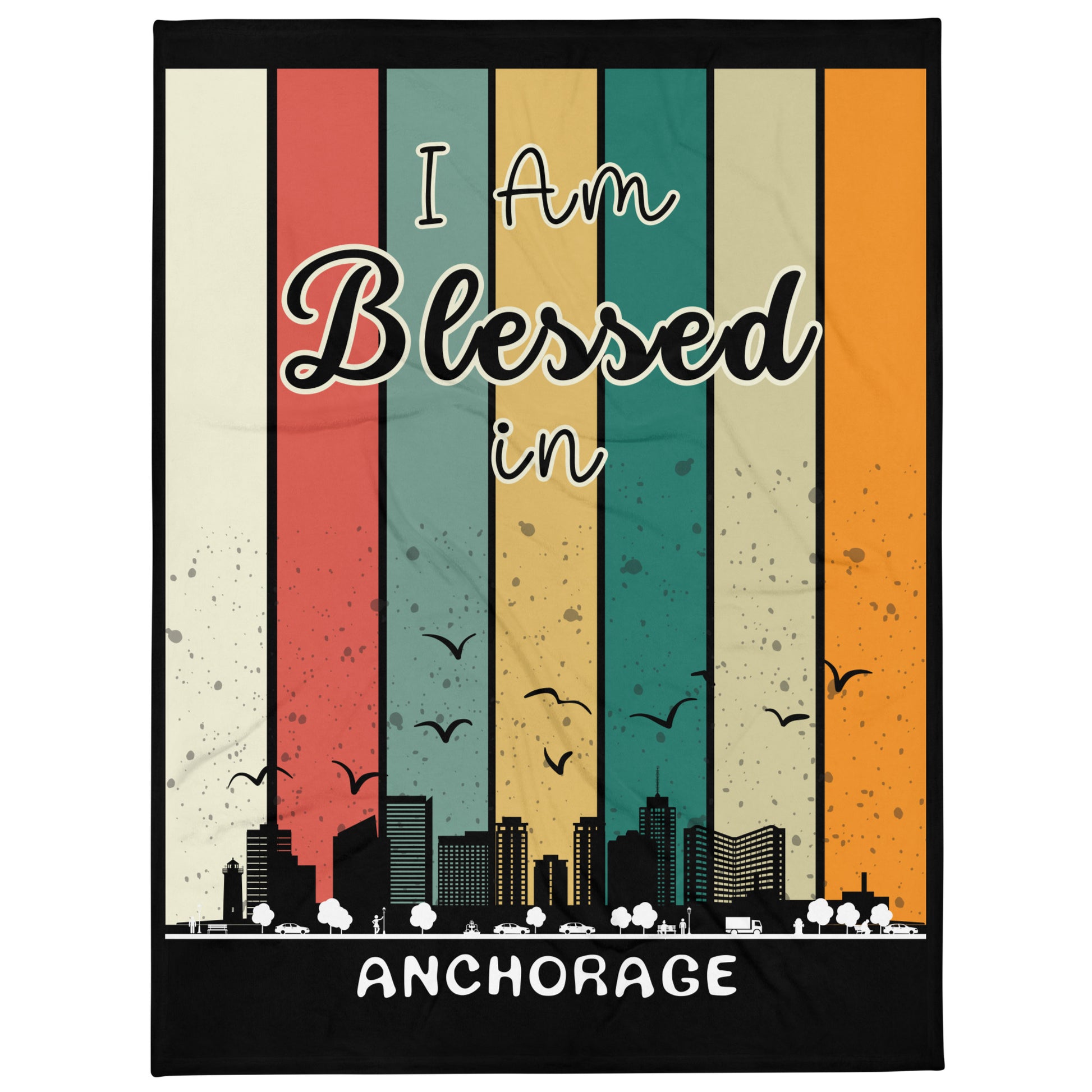 I Am Blessed In Alaska Retro Throw Blankets - Kozzyco