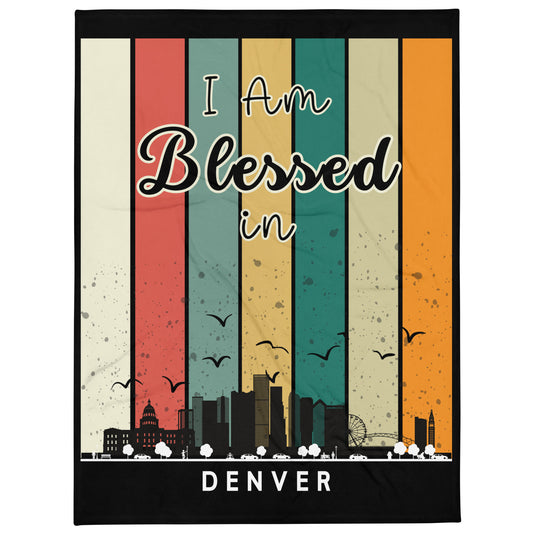 Westen States Cities Skyline- Retro I Am Blessed In Throw Blanket - Kozzyco