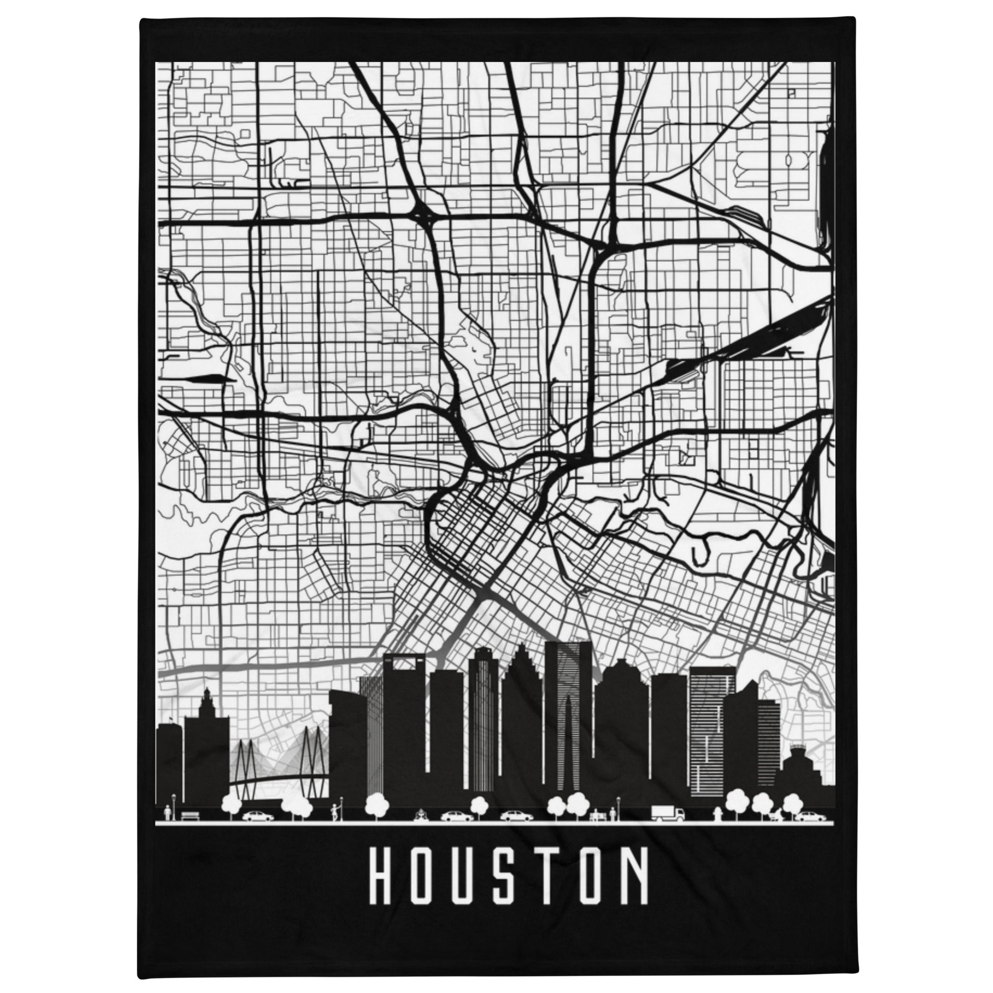 Texas Cities Map Skyline Throw Blanket - Kozzyco