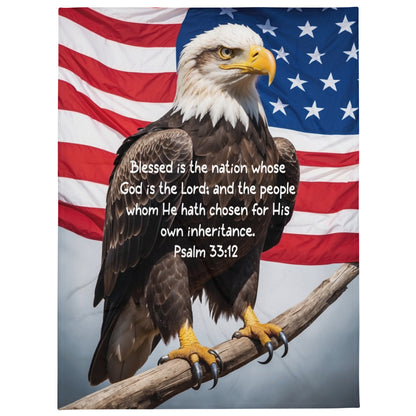 Psalm 33:12 American Eagle & Flag Throw Blanket  Kozzyco throw blanket