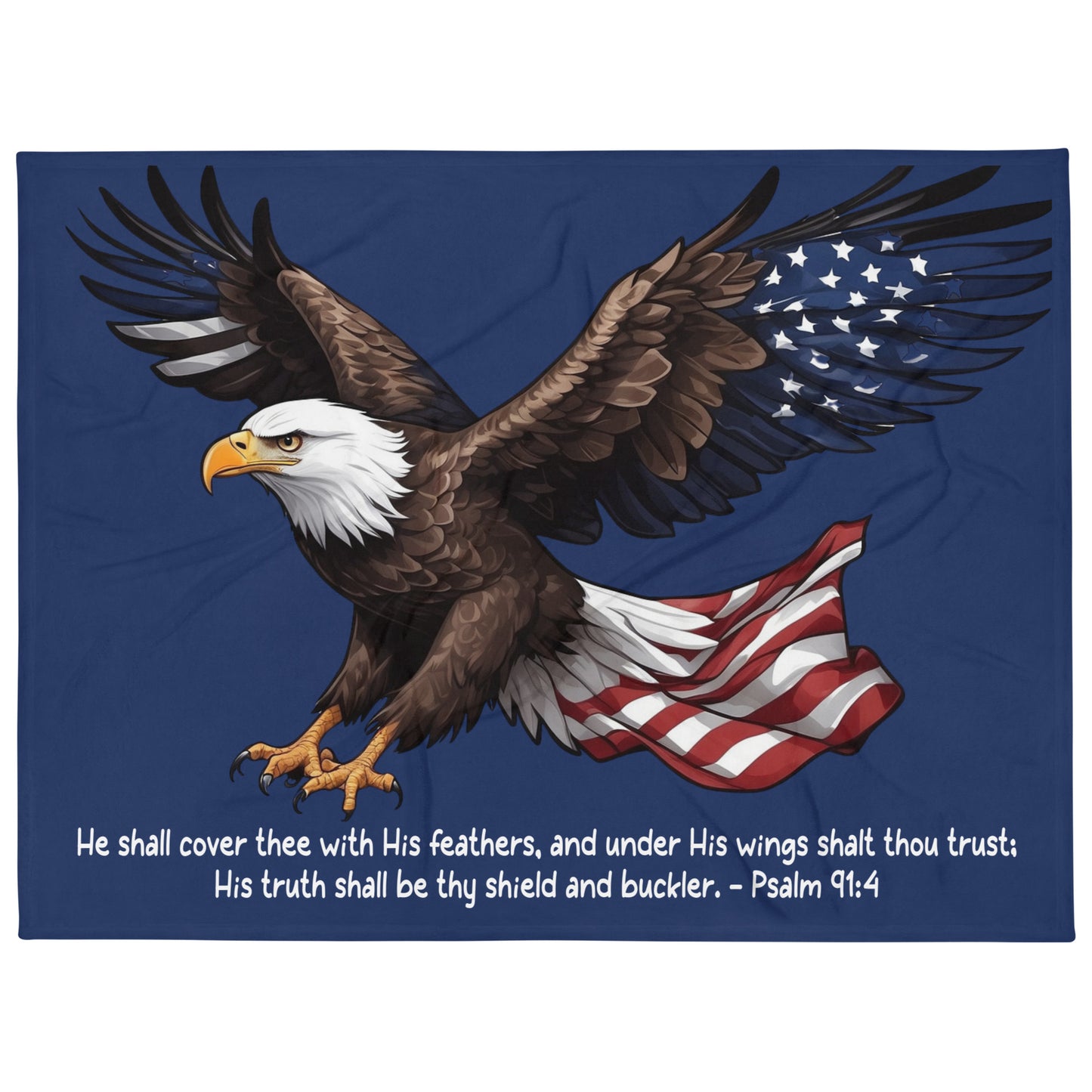 Psalm 33:12 American Eagle & Flag Throw Blanket  Kozzyco throw blanket