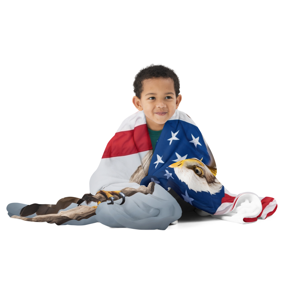 Psalm 33:12 American Eagle & Flag Throw Blanket  Kozzyco throw blanket