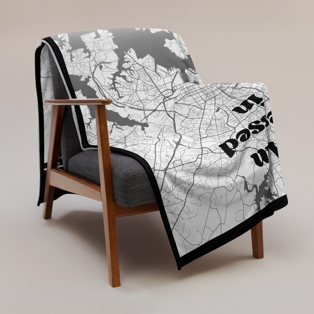 I AM Blessed In Baltimore City Map & Skyline Throw Blanket - Kozzyco