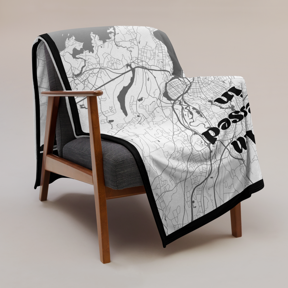 I Am Blessed In New Haven City Map & Skyline Throw Blanket - Kozzyco