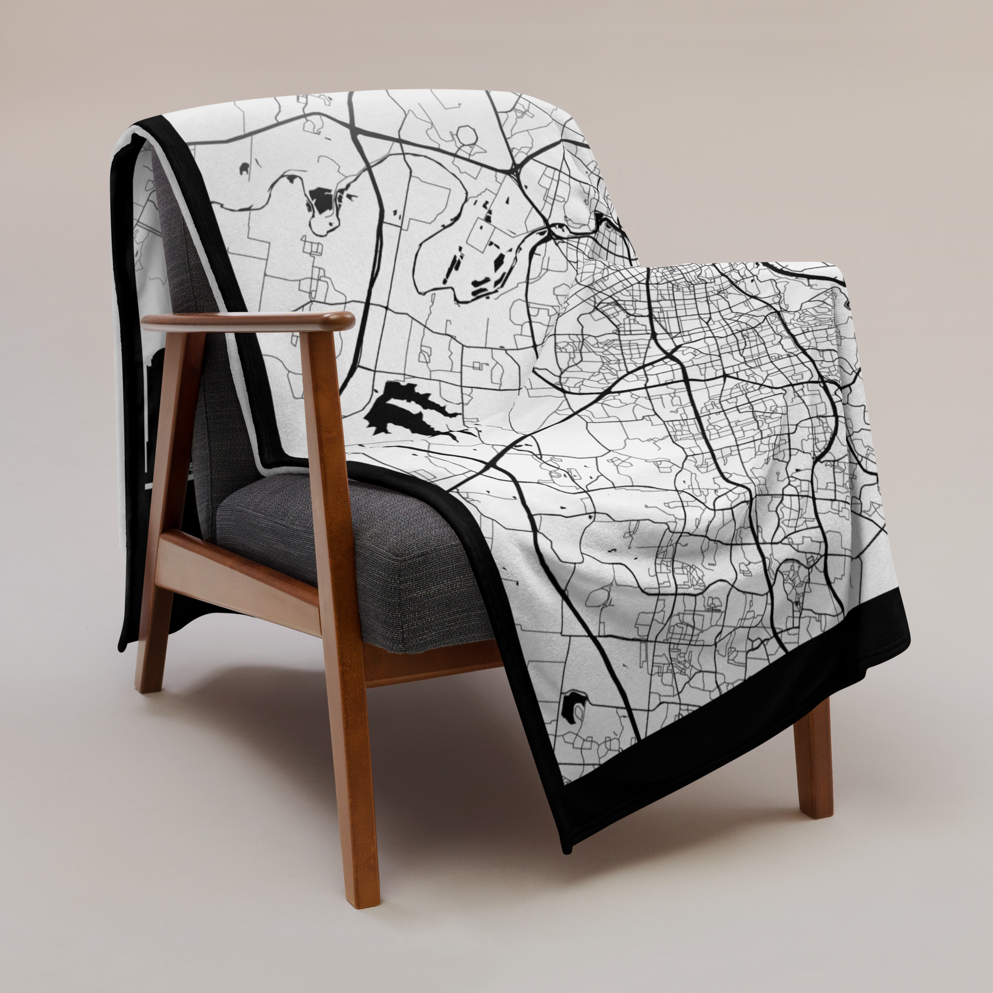 Texas Cities Map Skyline Throw Blanket - Kozzyco