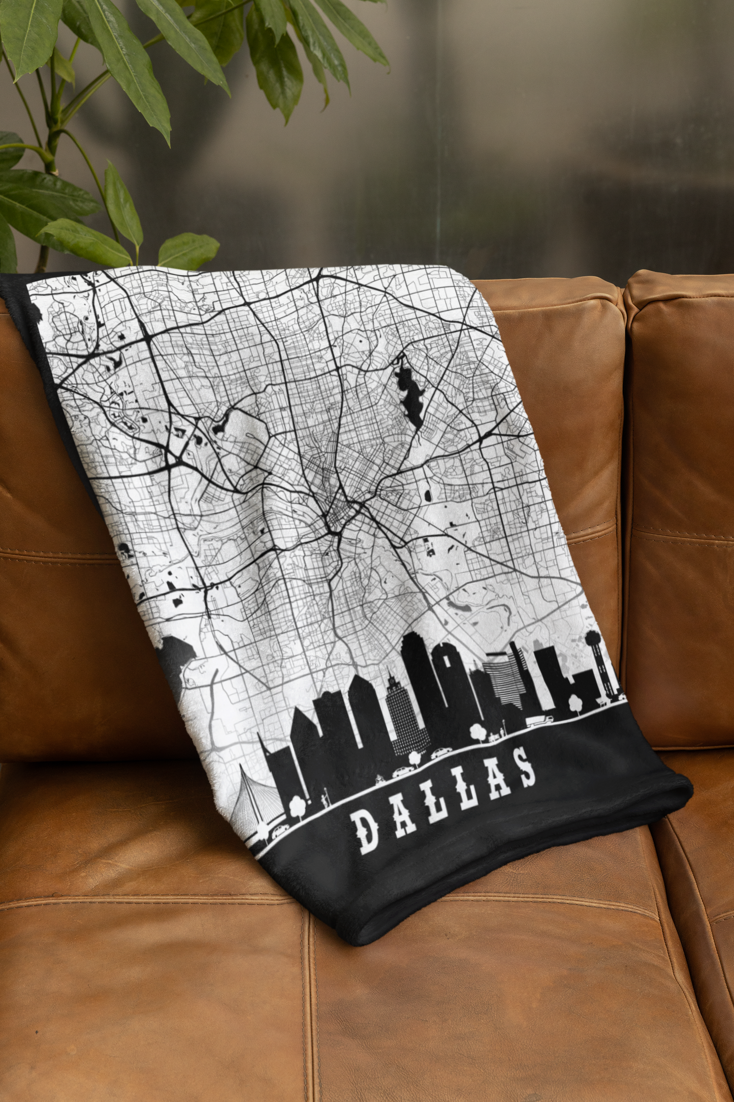 Texas Cities Map Skyline Throw Blanket - Kozzyco