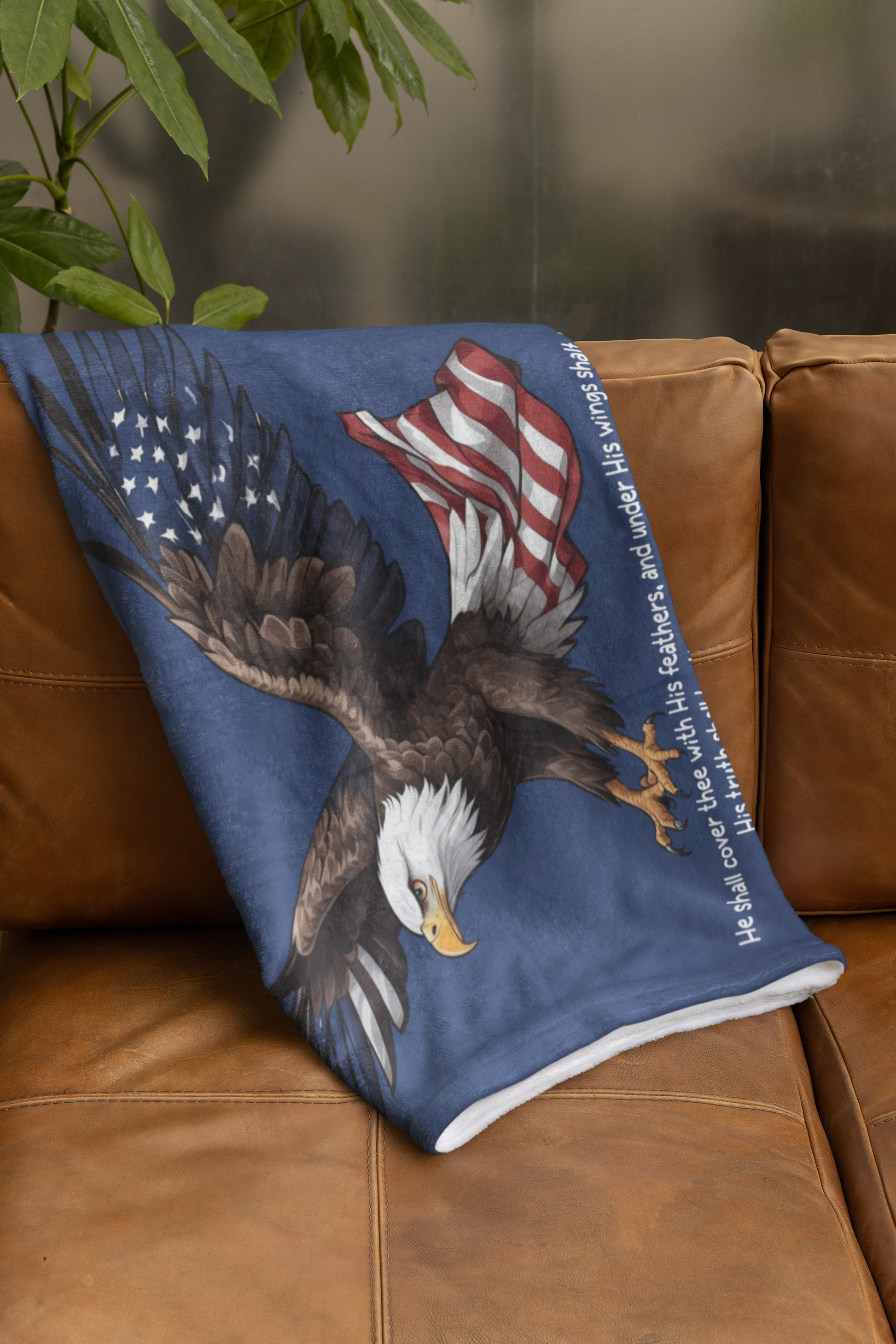 Psalm 33:12 American Eagle & Flag Throw Blanket  Kozzyco throw blanket